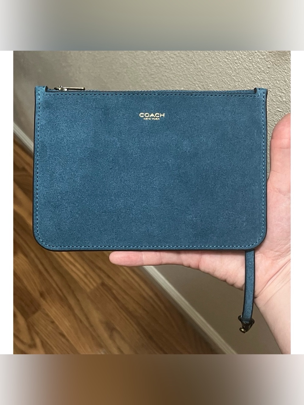 Coach Sea Blue Suede Pouch!